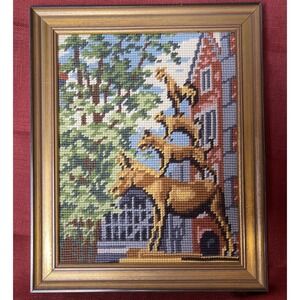Vintage needlepoint Germany Berman 1983 Framed 9‎ X 11